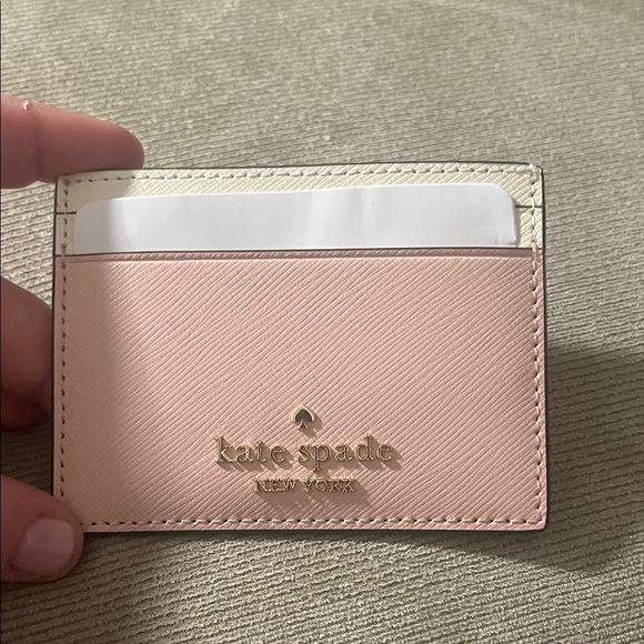 kate spade Handbags - Kate Spade Blush Pink Card Holder with Gold Logo, NWT